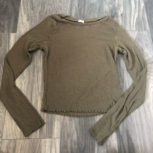 Ribbed Lettuce Edge Long Sleeve